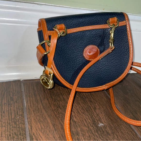 *RARE*VTG Dooney and Bourke Mini Pebble Leather Flap Blue Crossbody Y2K… - Picture 4 of 13